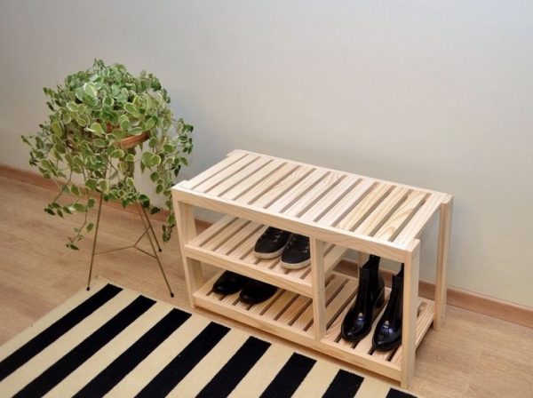 Wooden Shoe Bench Organizer - Image 2